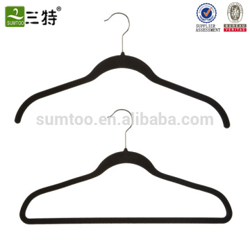 wholesale black thin plastic velvet flocked hanger